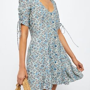 Free People Blue Floral Mini Dress